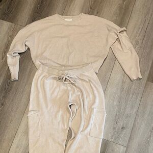Cream knit matching set